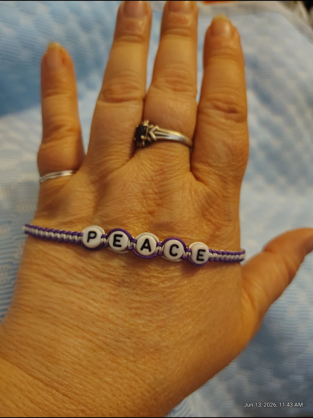 Handmade 'PEACE' and 'AMORE' Beaded Friendship Bracelets - Purple & Red